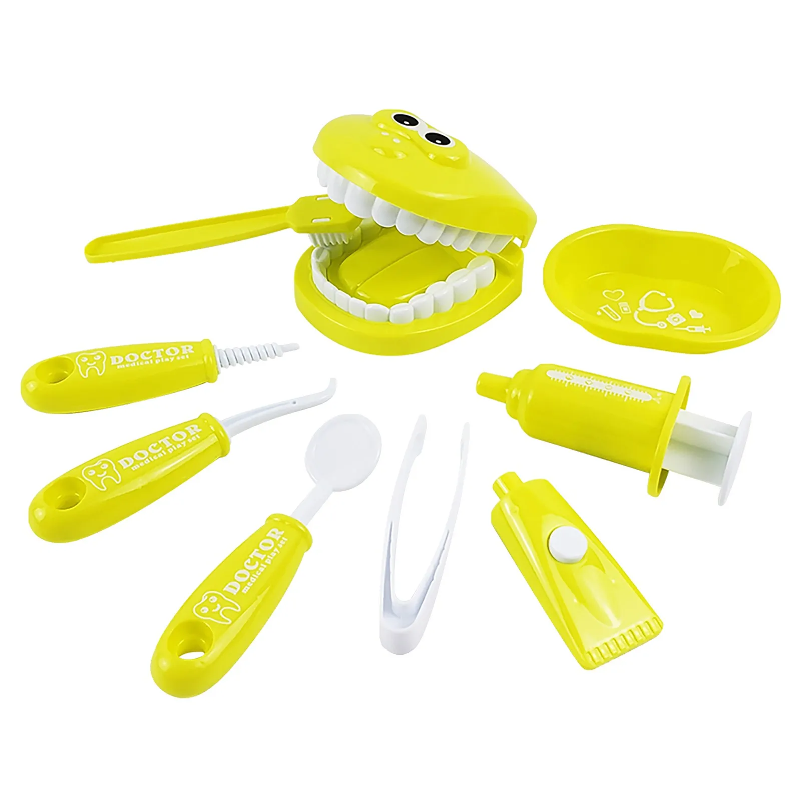 

9Pcs Kids Pretend Play Dentist Check Teeth Model Set Medical Kit Educational Role Play Simulation Learing Toys For Kids Gift