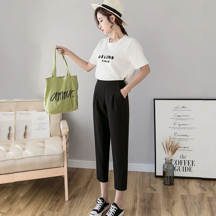 

2021 Spring New High Waist Harem Pants Women Casual Pant