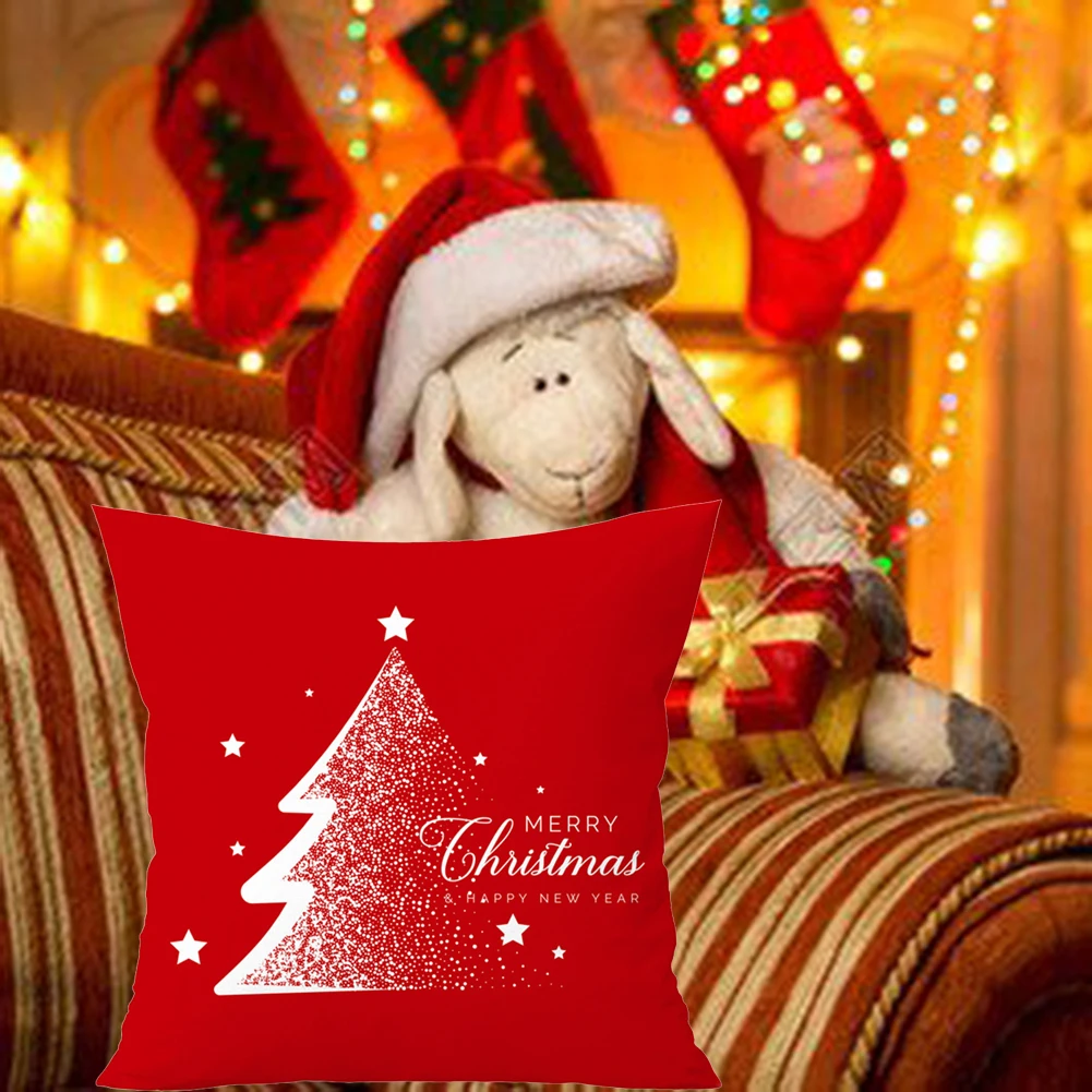 

Xmax Cushion Cover Merry Christmas village Printed Deer Snowman Decorative Pillows Sofa Home Decoration Pillowcase navidad New