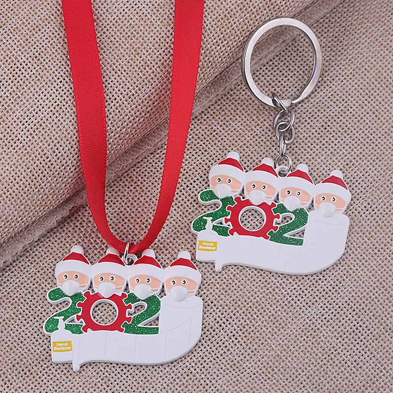 

2020 New Quarantine Christmas Keychains Santa Claus With Mask Hanging Ornament Toilet Paper Accessories Jewelry Gift