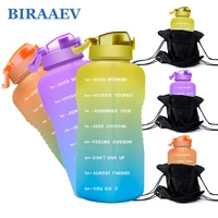 biraaev 3 78l 128oz gallon water bottle with straw tritan motivational bpa free sports drinkware big capacity outdoor water jugs