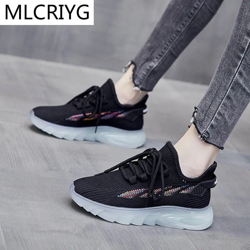 

Shoe girl 2021summer new breathable sports shoes schoolgirl Korean version of the net-faced flying shoes a hundred running shoes