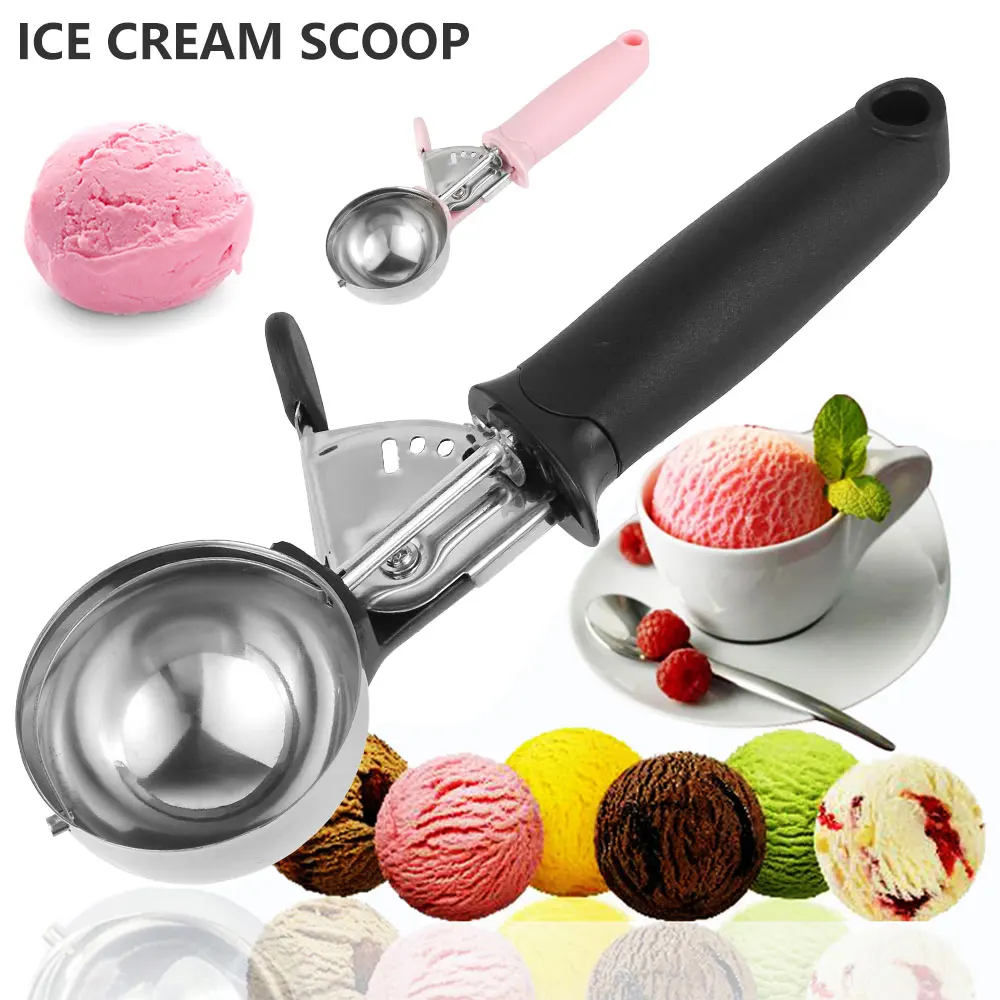 

Stainless Steel Ice Cream Spoon Fruit Scooper Ice Cream Spoon Metal Ice Cream Biscuit Scoop Ice Ball Machine Kitchen Tool