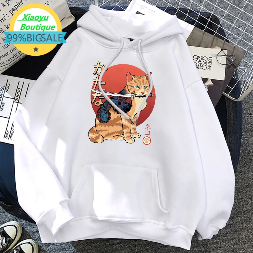 

Japan Manga Society Tattoo Cat Prints Mens Hoody Vintage Loose Hoodies Hip Hop Loose Sweatshirt Fashion Warm O-NecMan Clothes