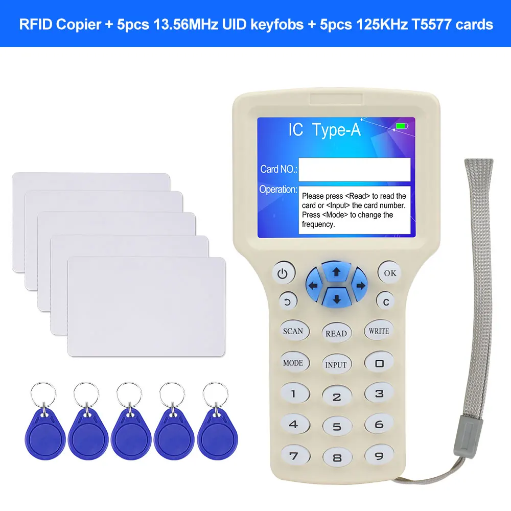 RFID Copier Key Card 10 английская Частота RFID копировальный аппарат Дубликатор 125 кГц брелок NFC считыватель писатель 13,56 МГц зашифрованный программатор USB UID копировальная карта тег - Цвет: RFID Copier Key Card