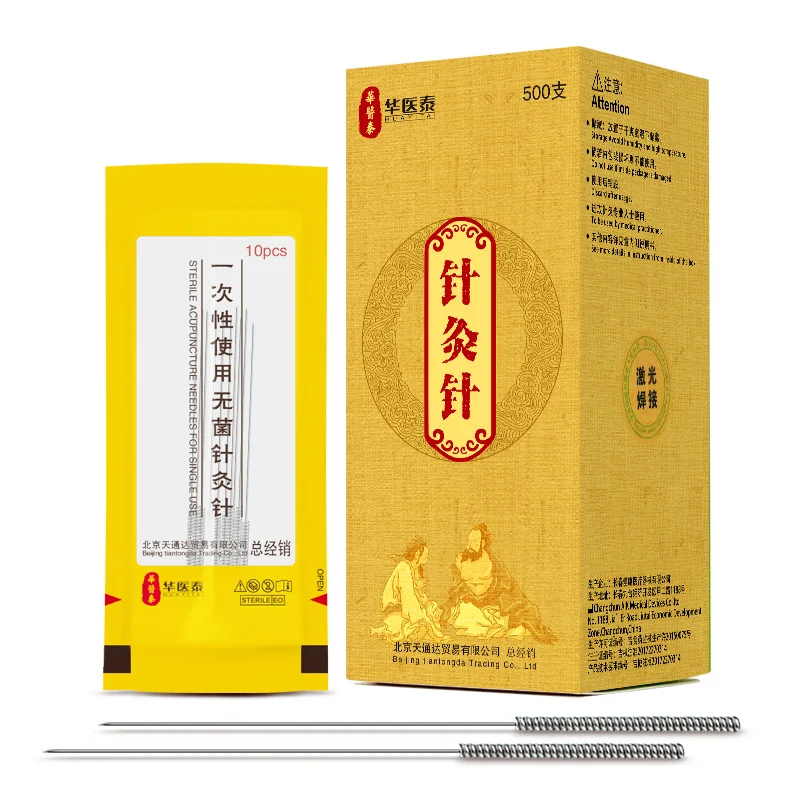 

Disposable Sterile Acupuncture Needle 500 Metal Flat Handle Needles Body Relaxation Health Care Tool