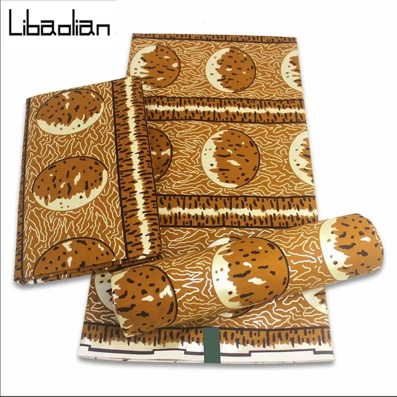 

African Wax Fabric batik soft Ankara Print Brode 100% Cotton Material Wrapper New Golden Line Pattern For Sewing 6 yards F1-18