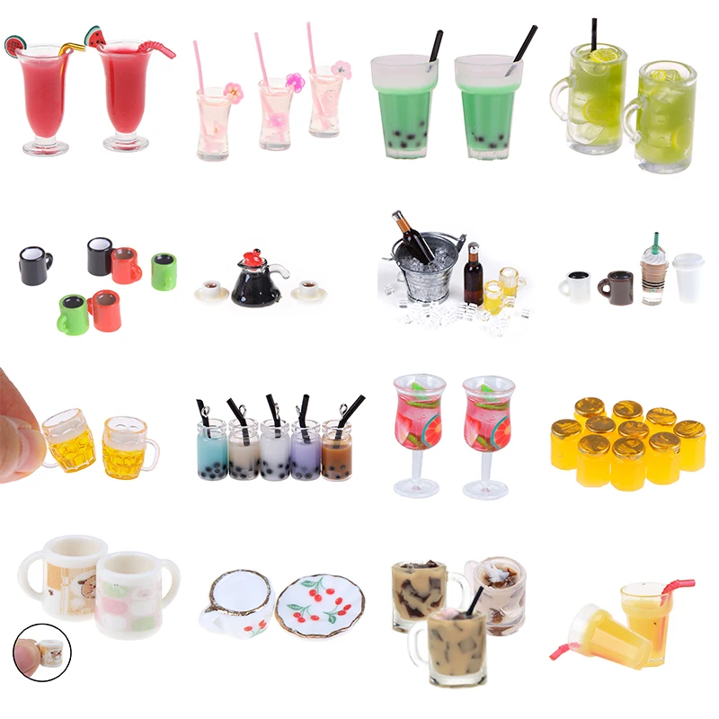 Taza de agua para lim&oacute;n y frutas, jarras de t&eacute;, casa de mu&ntilde;ecas, muebles de cocina, juguetes de helado para beb&eacute;, 1/2/3/4/5/6/10/13/17 Uds.-0