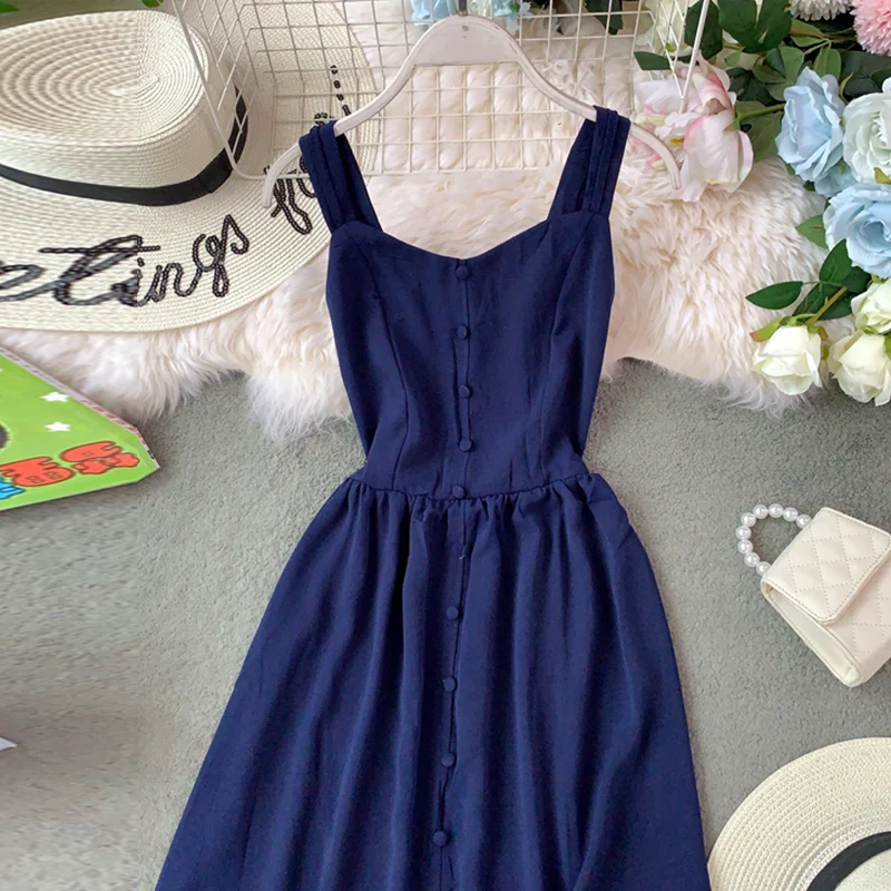 Женское шифоновое платье на бретельках в пляжном стиле до колен с V образным