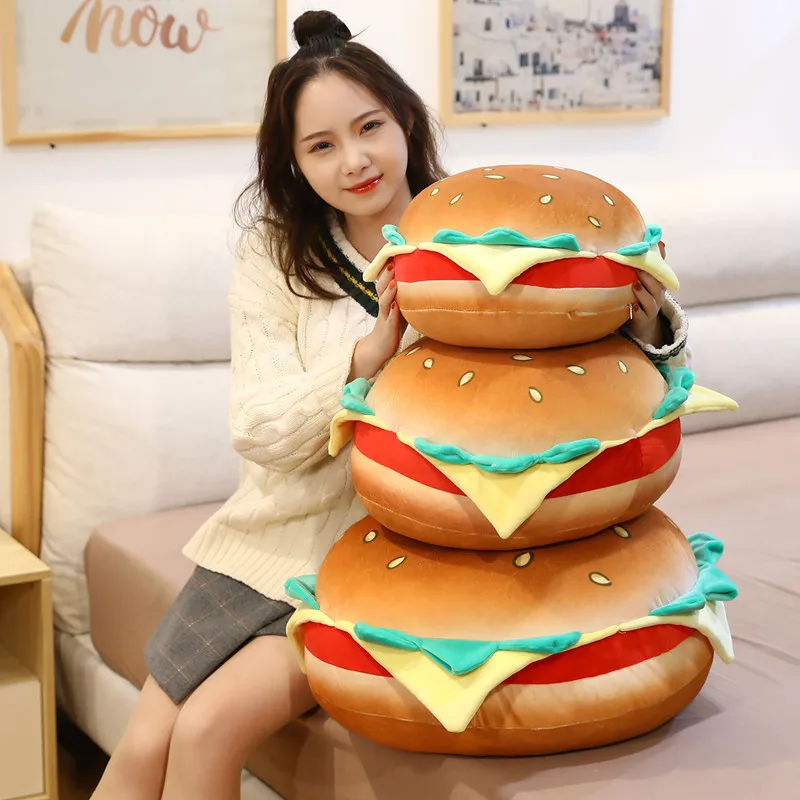 

Soft Simulation Hamburger Plush Toys Creative Food Bread Pillow for Girls Sofa Chair Cushion Stuffed Cute Birthday Gifts