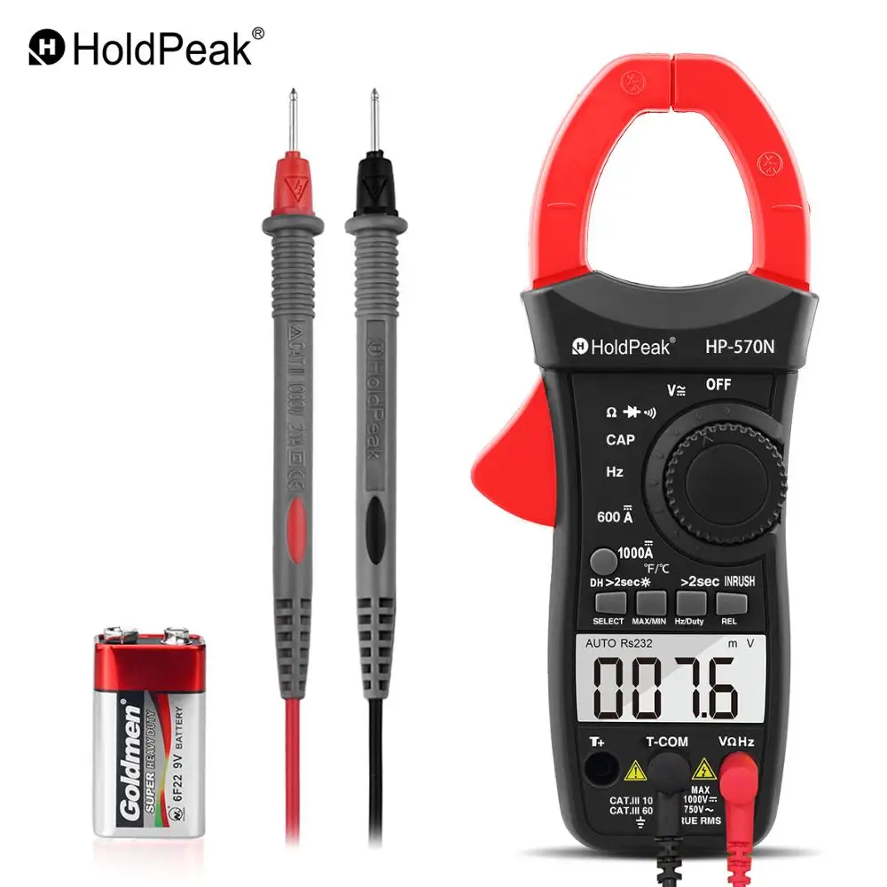 HoldPeak HP 570N Авто диапазон DC/AC цифровой мультиметр с клещами для Температура/частоты
