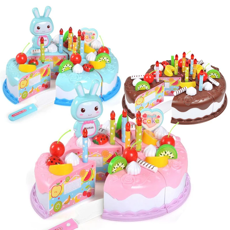 

37pcs Kid Kitchen Toy Cake Food DIY Pretend Play Fruit Cutting Birthday Toy Gift