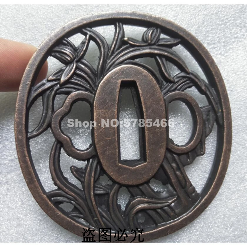 Красивый сплав защита цветов Tsuba менуки фучи Кашира для японского самурайский