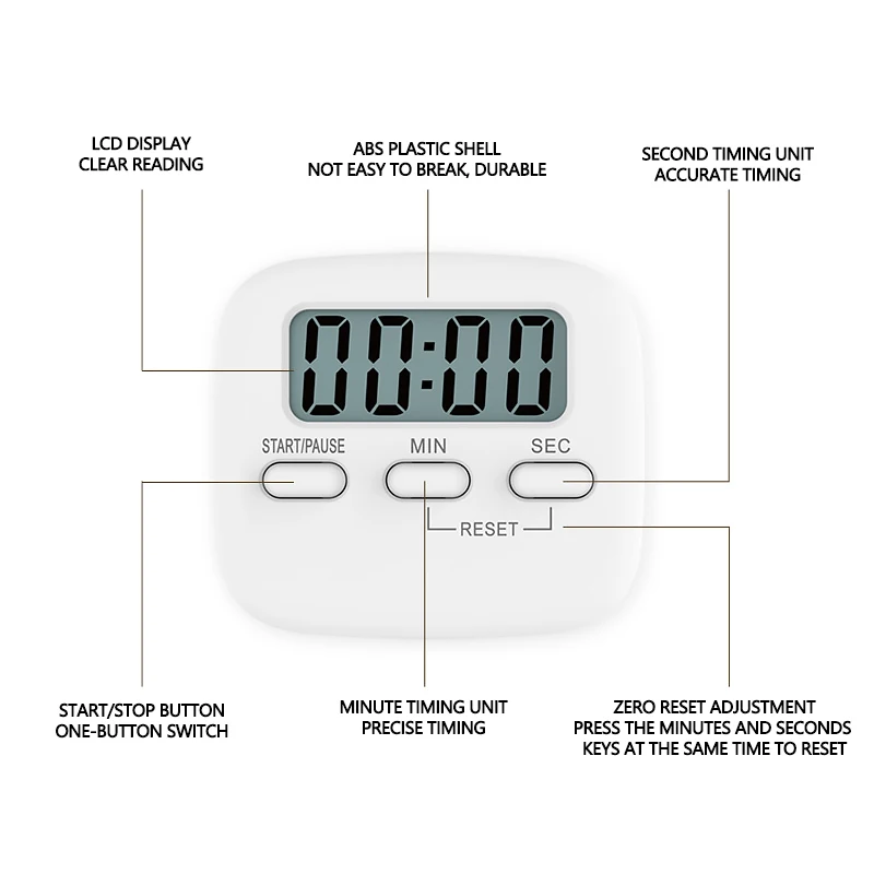 

Multifunctional Kitchen Timer Alarm Clock Practical Supplies Cook Food Tools 2 colors for Home Cooking Study Kitchen Accessories