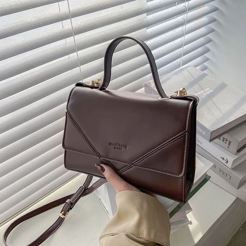 

2021 New Luxury Leather Messenger Bag Fashion Retro Lady Shoulder Bag Female High Quality Trend Designer Simple Small Square Bag