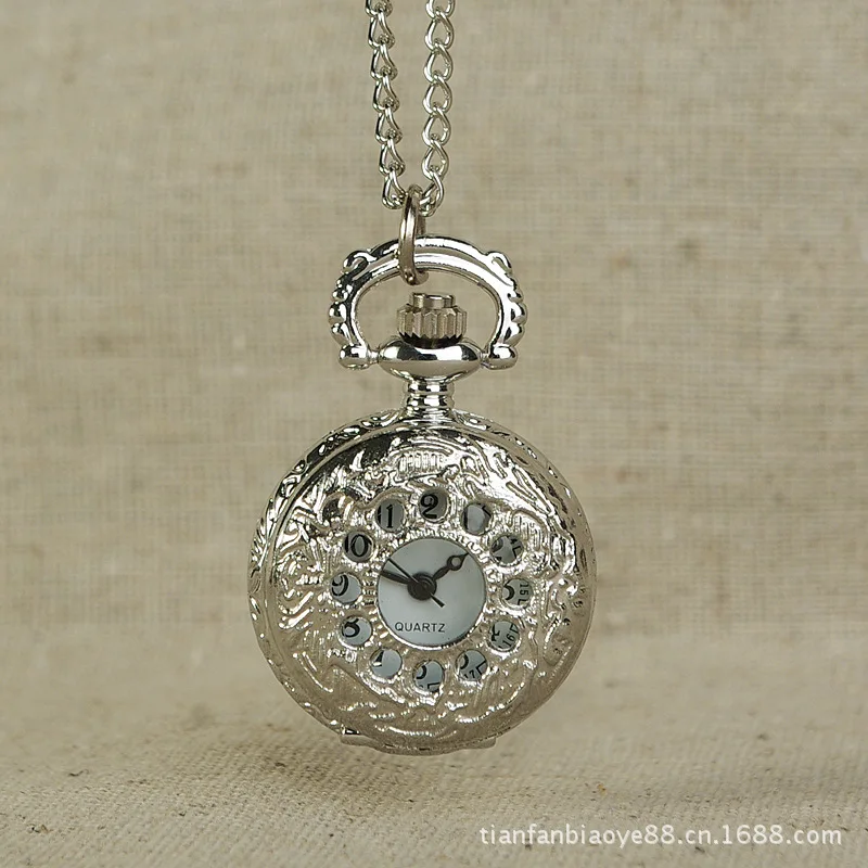 Новые маленькие Серебристые круглые карманные часы в дворцовом стиле Модные