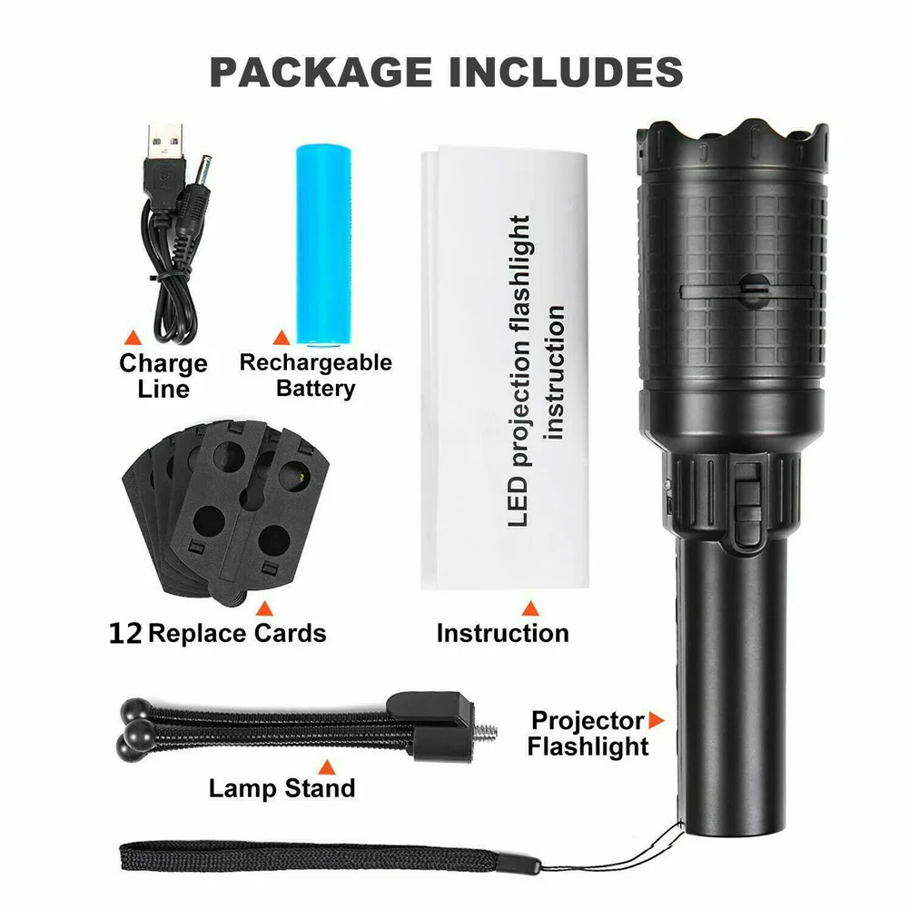 Крытый открытый перезаряжаемый светодиодный Рождественский проектор 12 узоров