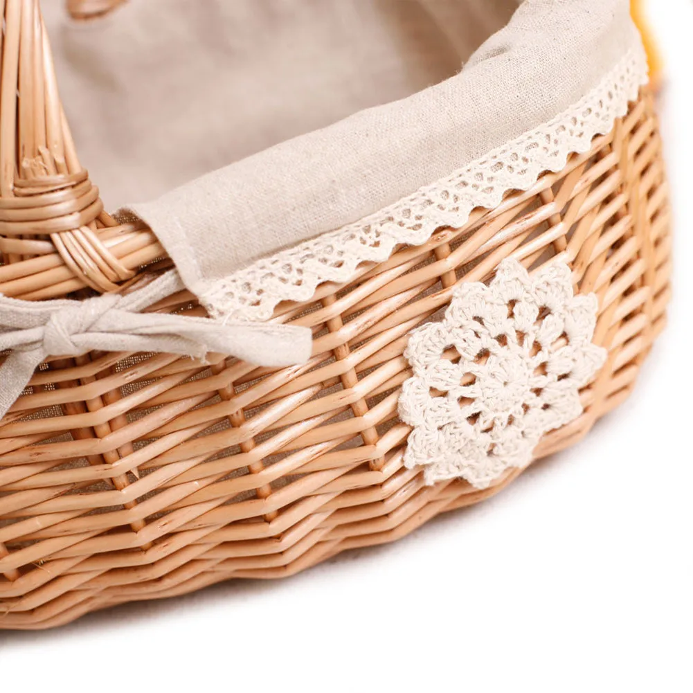 

1PC Food Storage Basket Picnic Basket Fruit Flower Baskets Kitchen Fruit Sundrise Storage Basket Wicker Rattan Basket Supplies