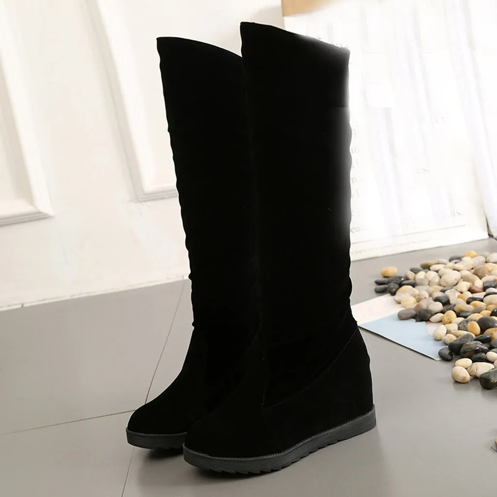 Новые женские сапоги эластичные до колена привлекательная обувь средней длины