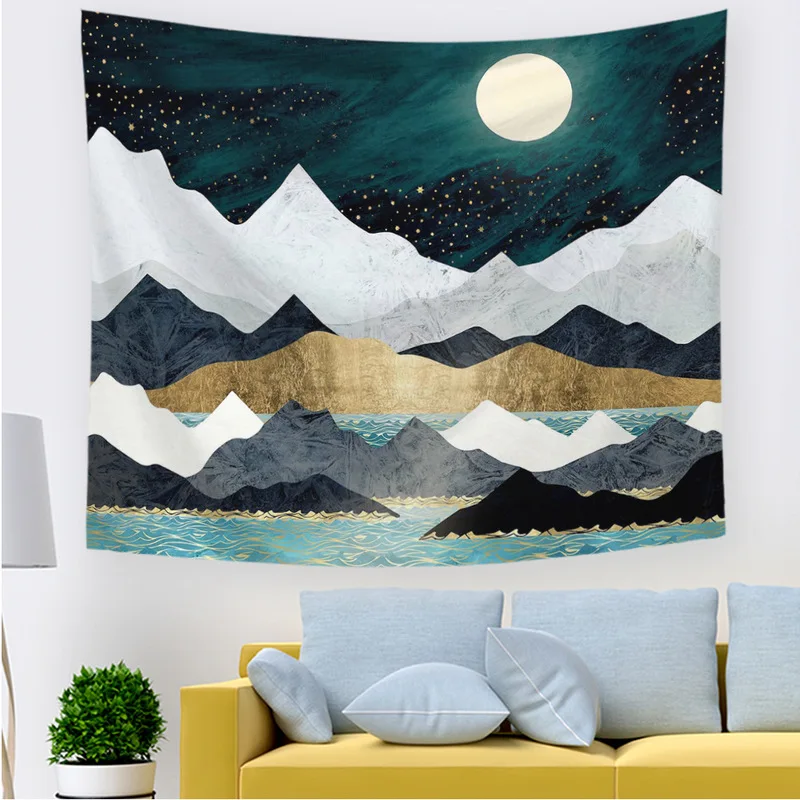 Скандинавский закат гобелен с пейзажем Настенная Декорация занавеска для