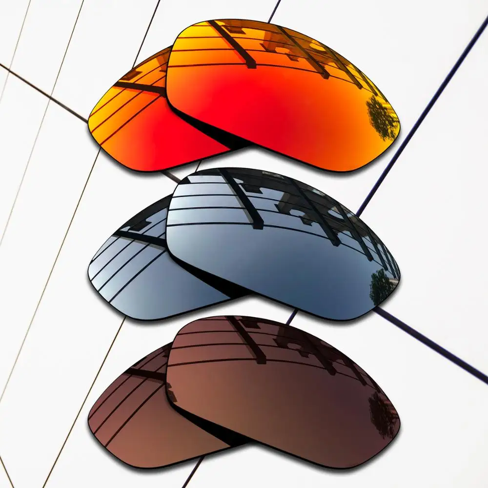 E.O.S 3 Pairs Brown & Fire Red & Black Chrome Polarized Replacement Lenses for Oakley Monster Dog Sunglasses