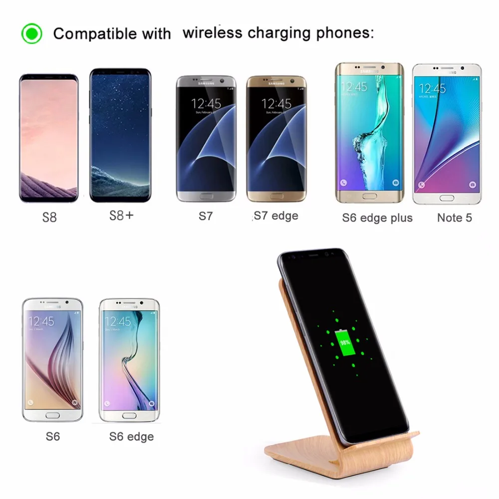 

10W Wooden Qi Wireless Charger for iPhone 11 Pro XR XS Max Xiaomi mi 10 fast Wireless Charging Stand for Samsung S20 S10