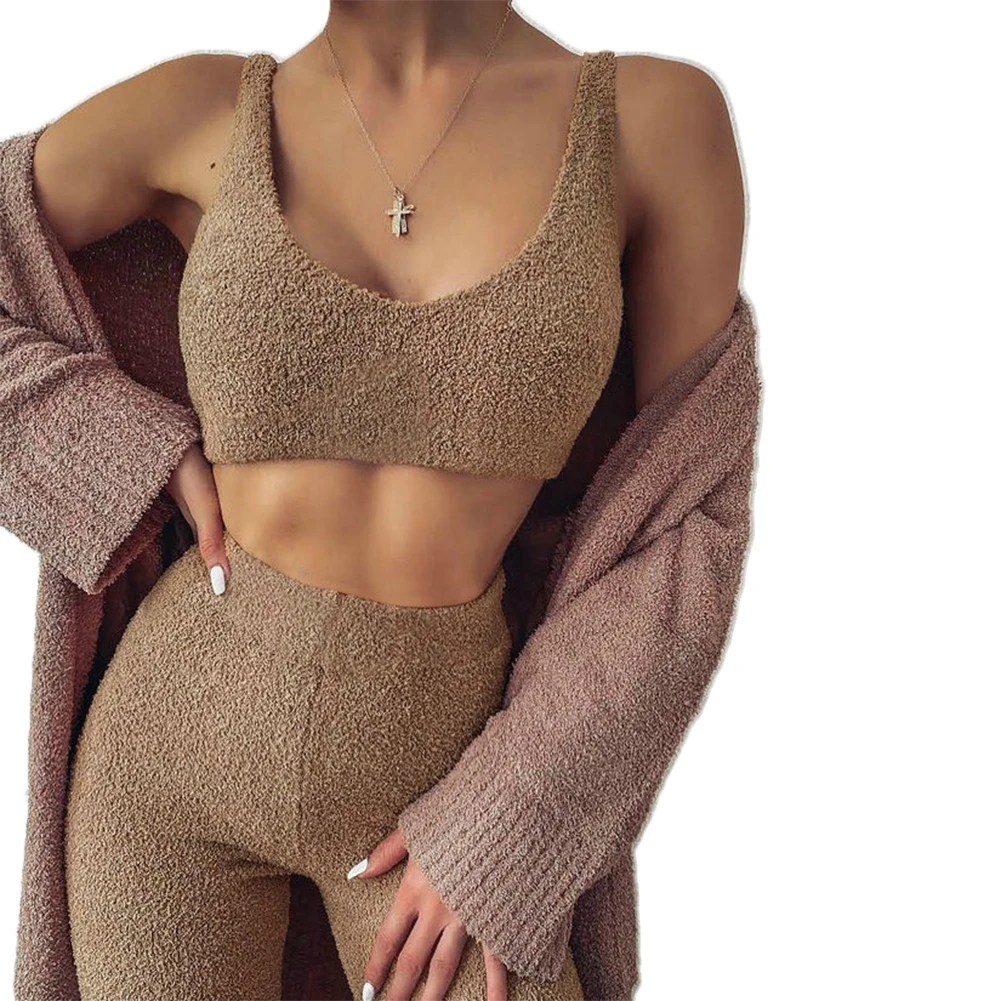 Осень-зима 2020 комплект из двух предметов с мехом сексуальный укороченный топ