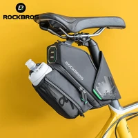 rockbros bike saddle bag with water bottle pocket waterproof reflective mtb bicycle portable seatpost tail bag bike accessories