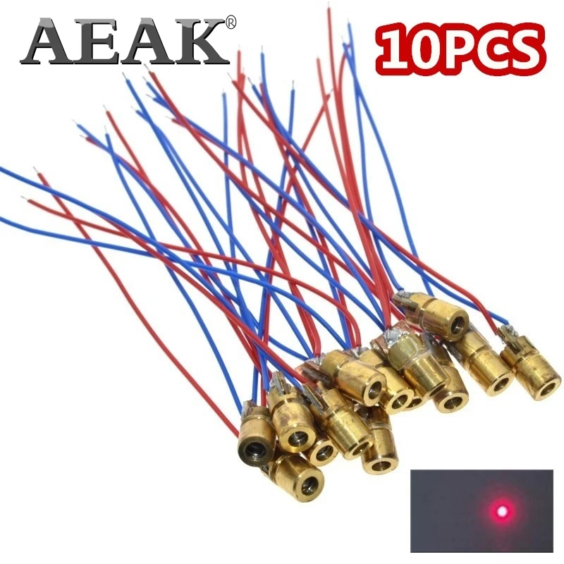 AEAK 10 шт. 5 в 650 нм 5 мВт Регулируемый точечный модуль лазерного диода красный прицел Медная головка мини лазерная указка