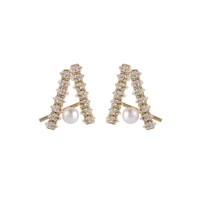 2021 new fashion women elegant a letter zircon pearl inlaid earrings fashion temperament pearl sexy party earrings jewerly