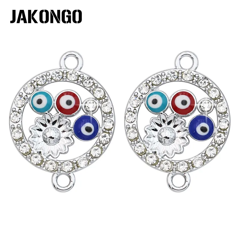 10 шт. посеребренный Кристалл сглаза соединитель для изготовления ювелирных