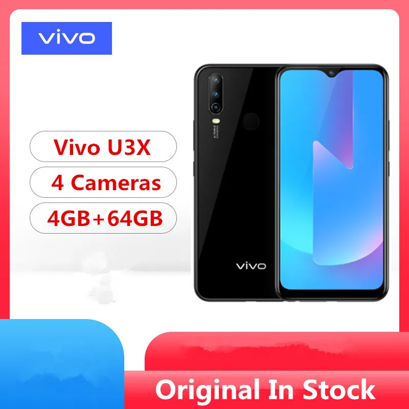 DHL Быстрая Vivo U3X сотовый телефон Snapdragon 665 Android 9,0 6,3" HD 4G ram 64GB rom 18W зарядка отпечаток пальца Лицо ID 5000mAh