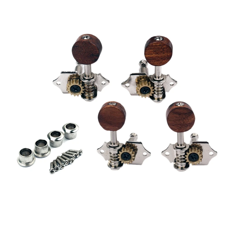 

Silver Color 2R2L Tuning Peg Machine Head Tuners with Wooden Handle for Ukulele 4 String Guitar