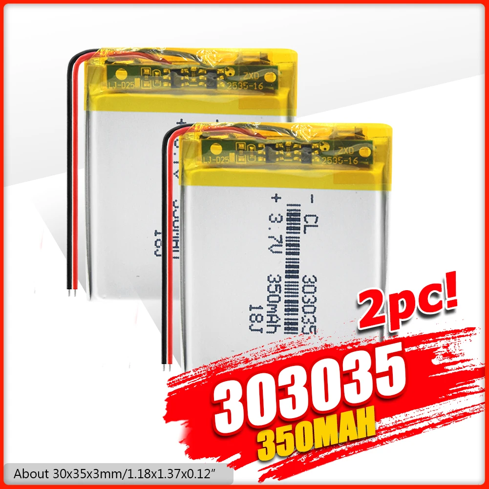 1/2/4 шт. Mp3 Mp4 MP5 плеер GPS Замена Батарея для 3 7 v 350 мА/ч 0*30*35 мм 303035 Перезаряжаемые