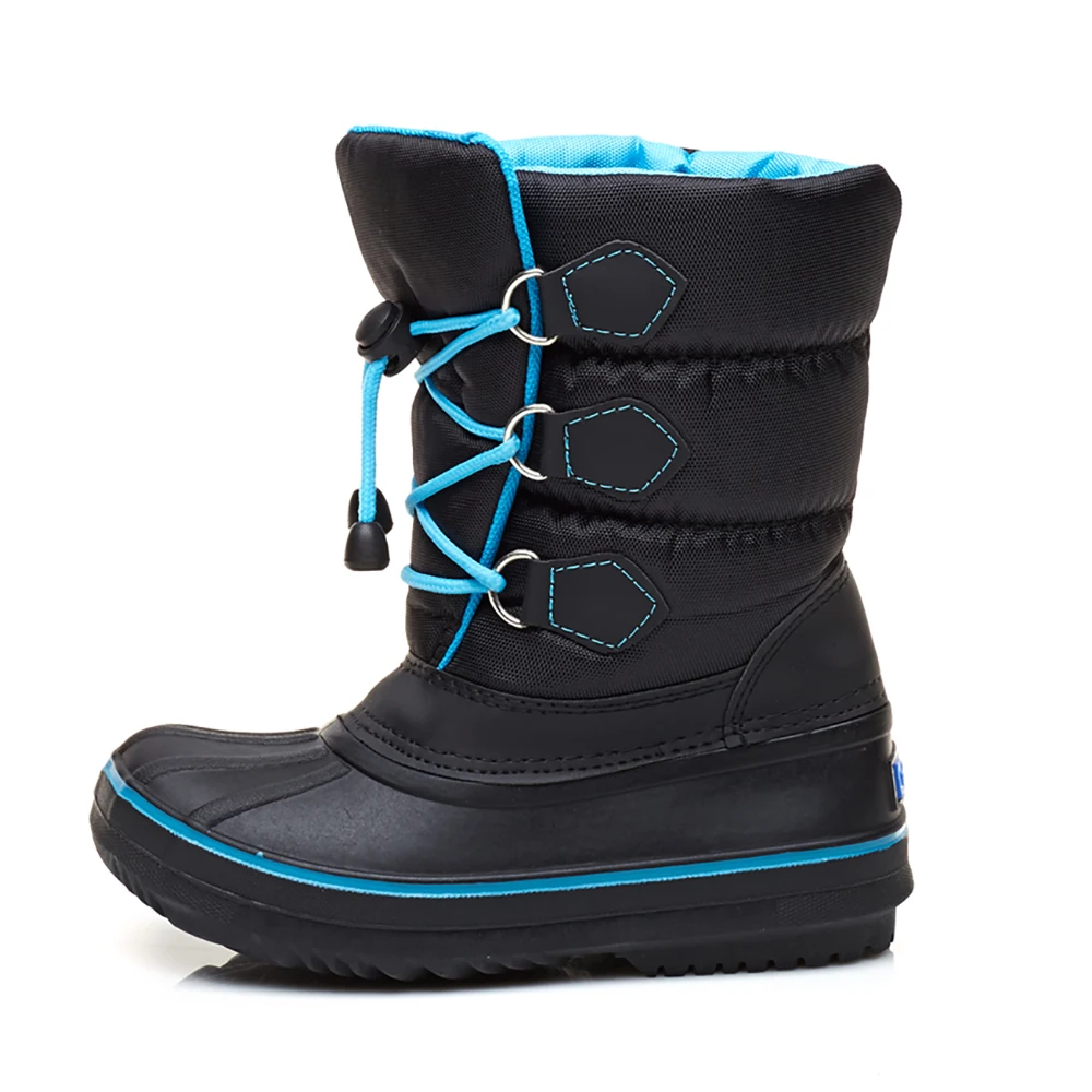 Толстые теплые меховые мягкие ботинки зимние черные до середины икры для малышей