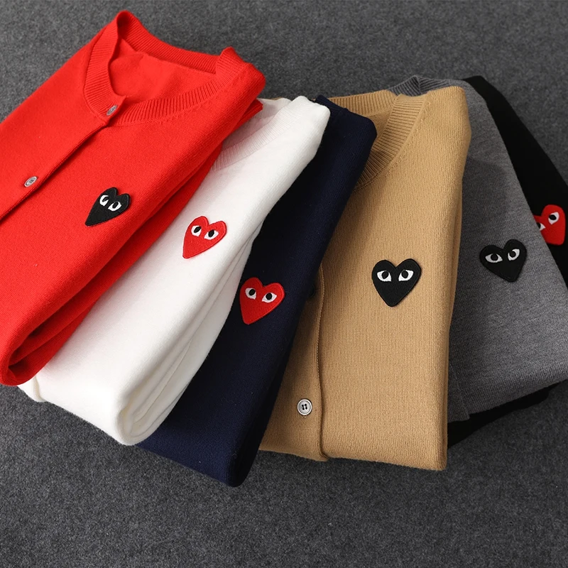 

Long Sleeve Lover Couple Cashmere Embroidery Love-Heart Cardigan loose Solid Women and Men Cashmere Sweater Knitting Cardigans