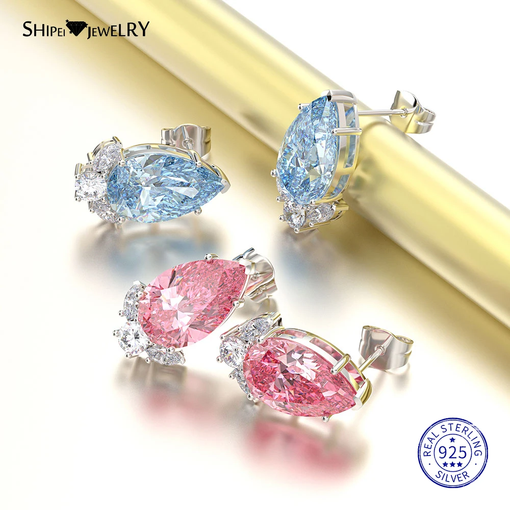 Женские серьги гвоздики из серебра 100% пробы с сапфиром|Серьги-гвоздики| |