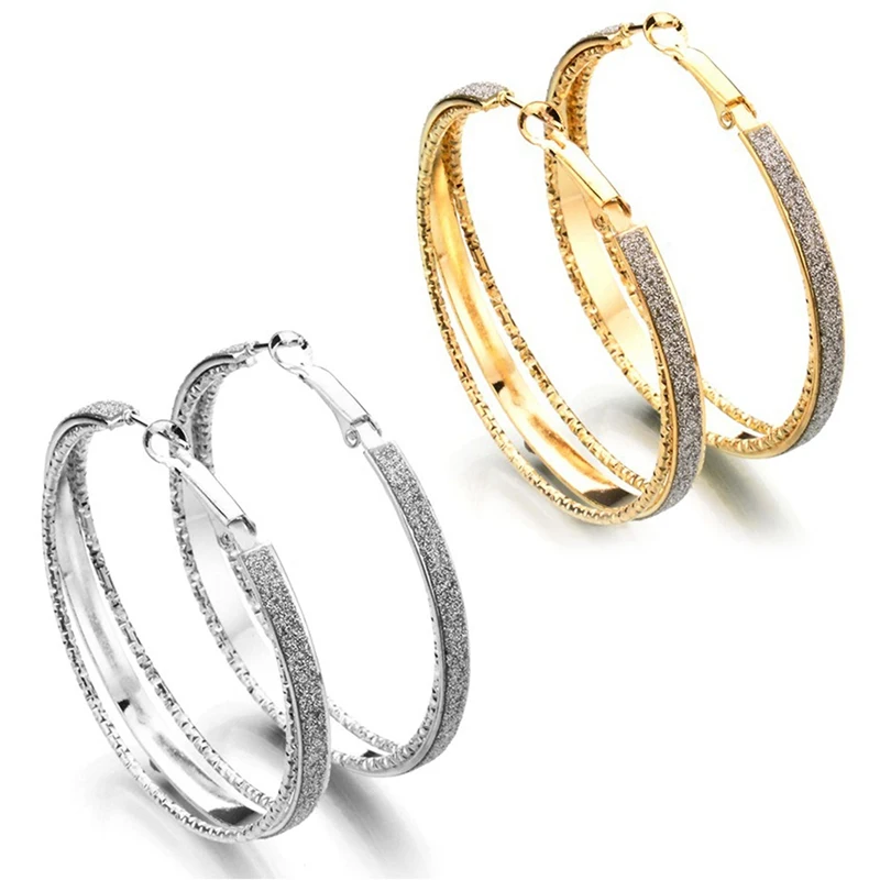 

Classic Round Big Hoop Earring 1 Pair Round Loop Circle Gold And Silver Color Hoop Earring Large Size Punk Earrings For Women