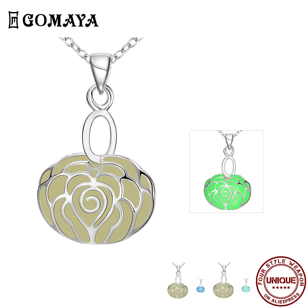 

GOMAYA Zinc Alloy Necklace For Women Luminous Design Pendant Fashion Necklaces 2021 Jewelry Anniversary Gift To Girlfriends