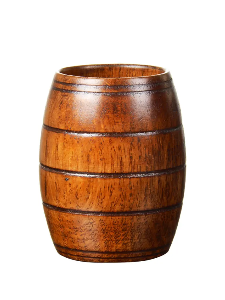 

Creative Wooden Glass Beer Glass Oak Barrel Wine Glass Wooden Cocktail Glass Chinese Style Solid Wood Glass Vintage Beer Glass