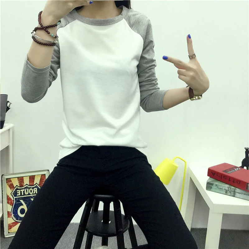 Универсальная футболка с рукавом осенняя Женская Полосатая Бейсбольная