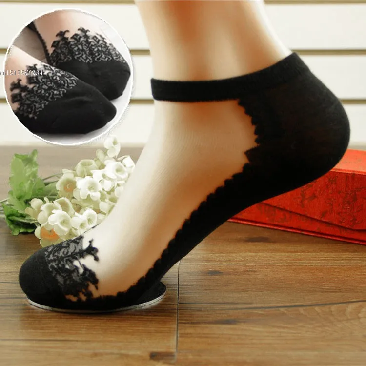 Модные женские сетчатые кружевные лоскутные носки по щиколотку с низким