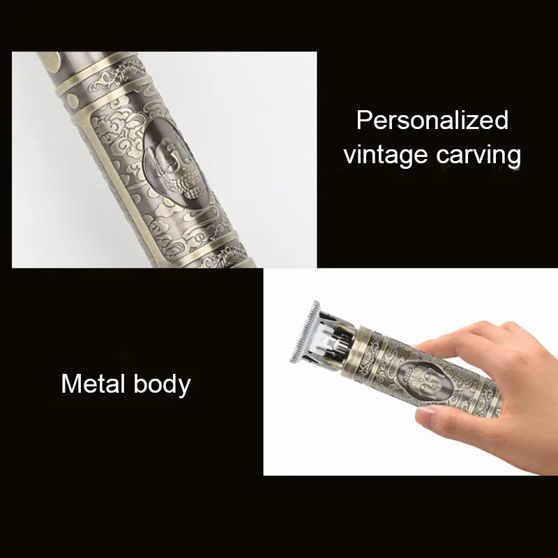 

Electric Pro T-outliner Trimmer Men Hair Clipper Carving Carbon Fiber Metal Powerful Baldheaded Cordless 0mm Hair Cutting