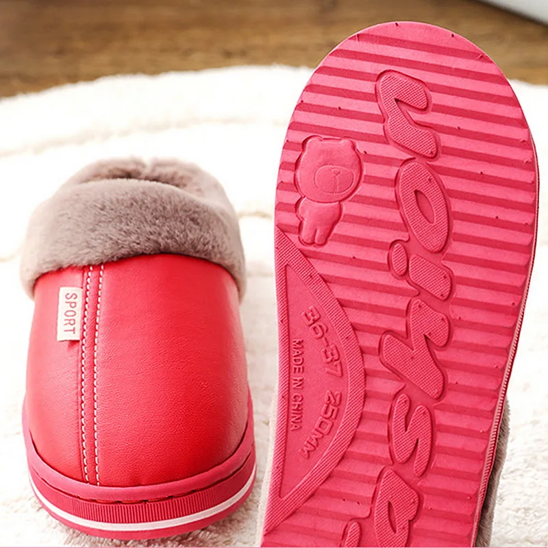 Женские и мужские зимние домашние тапочки Litthing из искусственной кожи