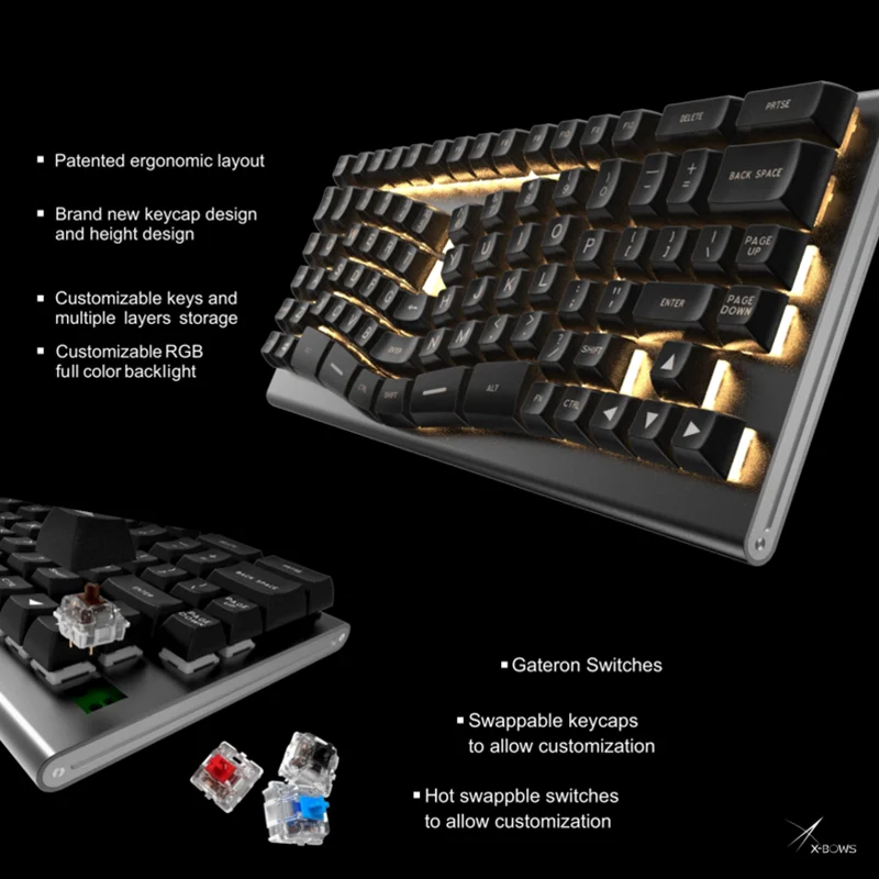 X Bow Knight Plus эргономичный SA ABS брелок для ключей 86 кнопок оптические переключатели