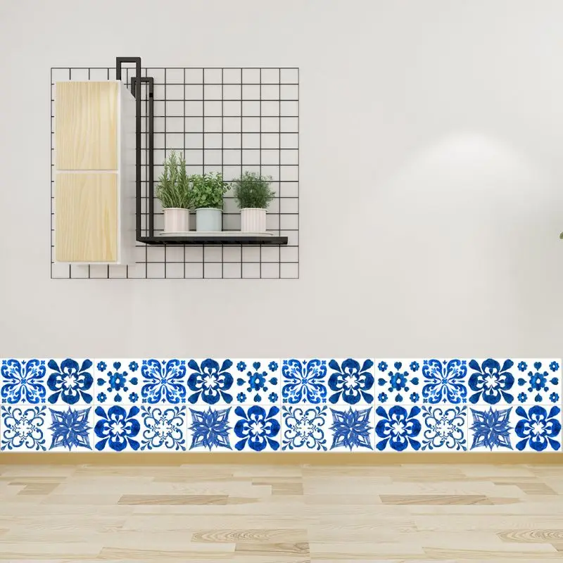 12 шт. водонепроницаемые сине-белые наклейки для керамической плитки | Дом и сад
