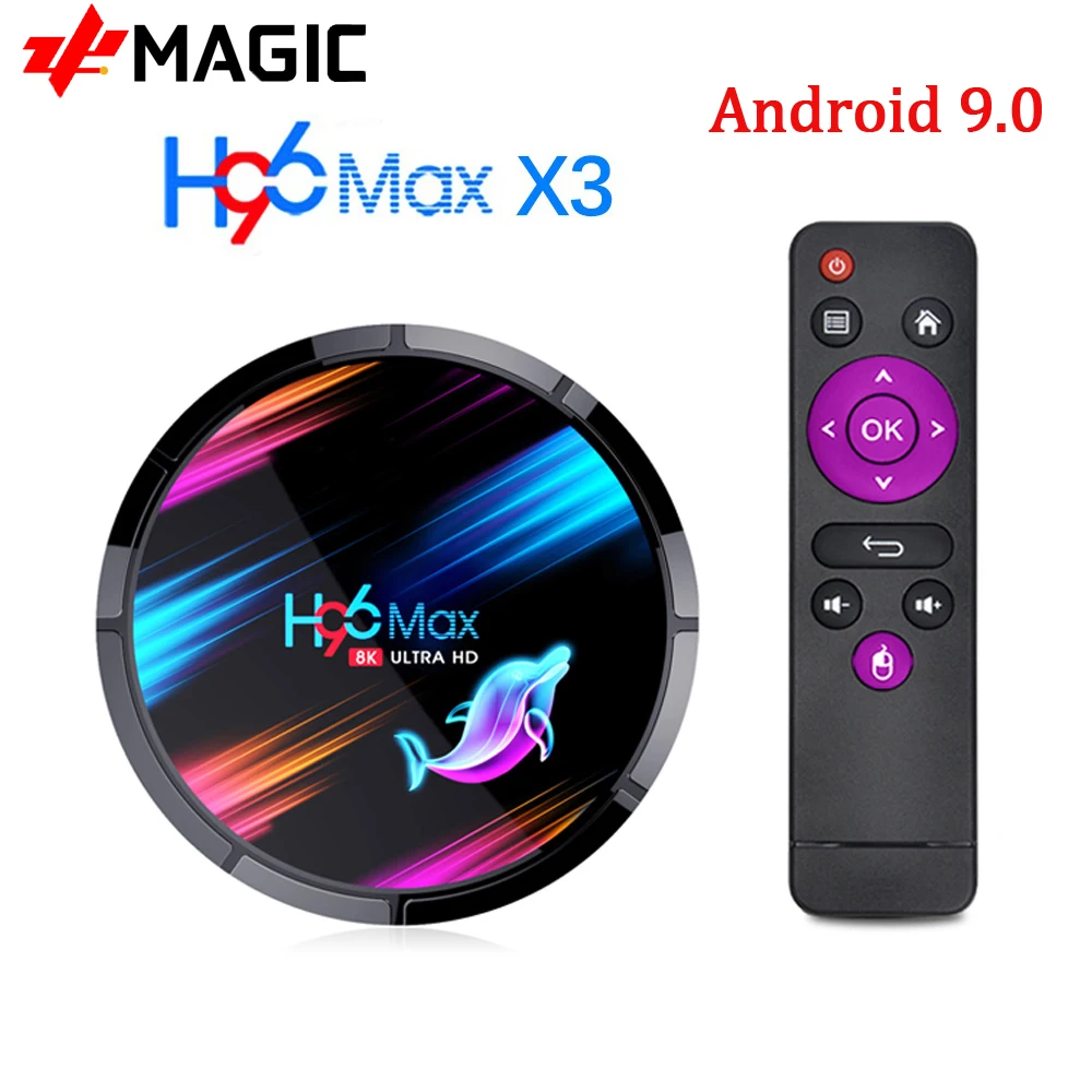 H96 MAX X3 Android 9 0 Смарт ТВ -бокс 4 Гб 128 ГБ Amlogic S905X3 2 4G/5G Wifi BT4.0 1000 м 8K медиа Google Play Andorid Box PK