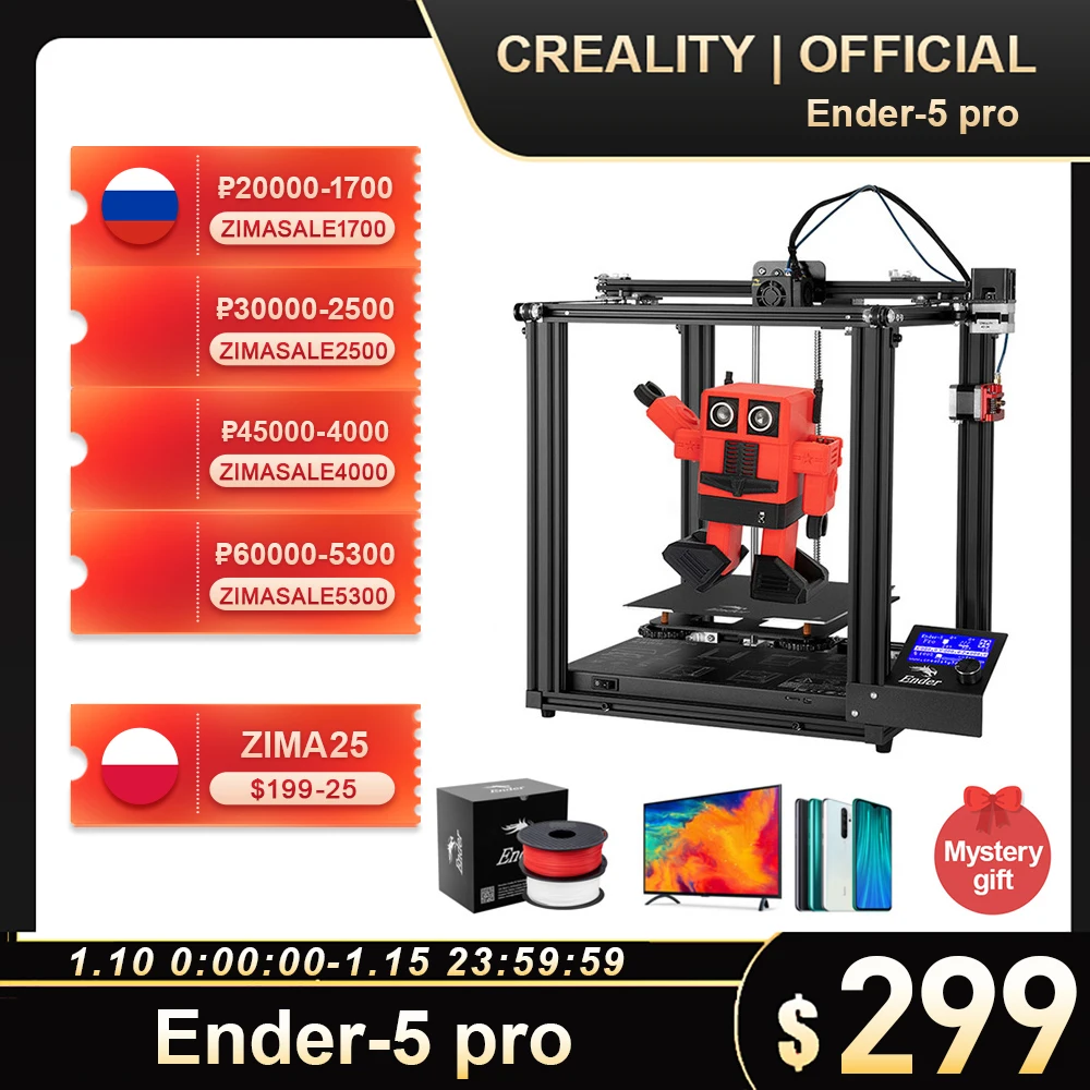 

3D-принтер CREALITY Ender-5 Pro, Предустановленная Тихая плата Cmagnetic Plate ender5 Pro с функцией возобновления после выключения питания