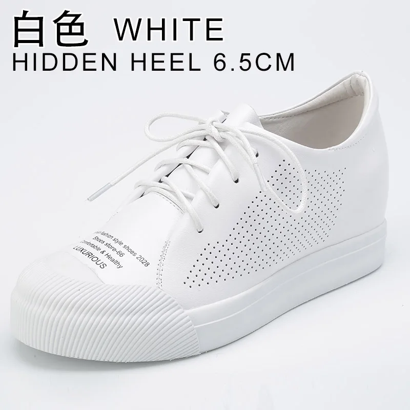 1707-19 White INOE/модные весенние повседневные кроссовки из натуральной коровьей кожи; Женская Осенняя обувь на скрытом каблуке; обувь для отдыха; Цвет черный, белый, красный; распродажа - Цвет: 1707-19 White