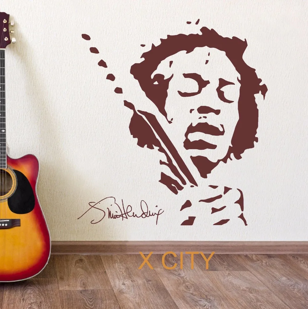 Wine Red-H61xW57cm JIMMY HENDRIX музыка поп звезда винил стены Искусство комната, наклейка на дверь окна трафареты роспись Декор - Цвет: Wine Red-H61xW57cm